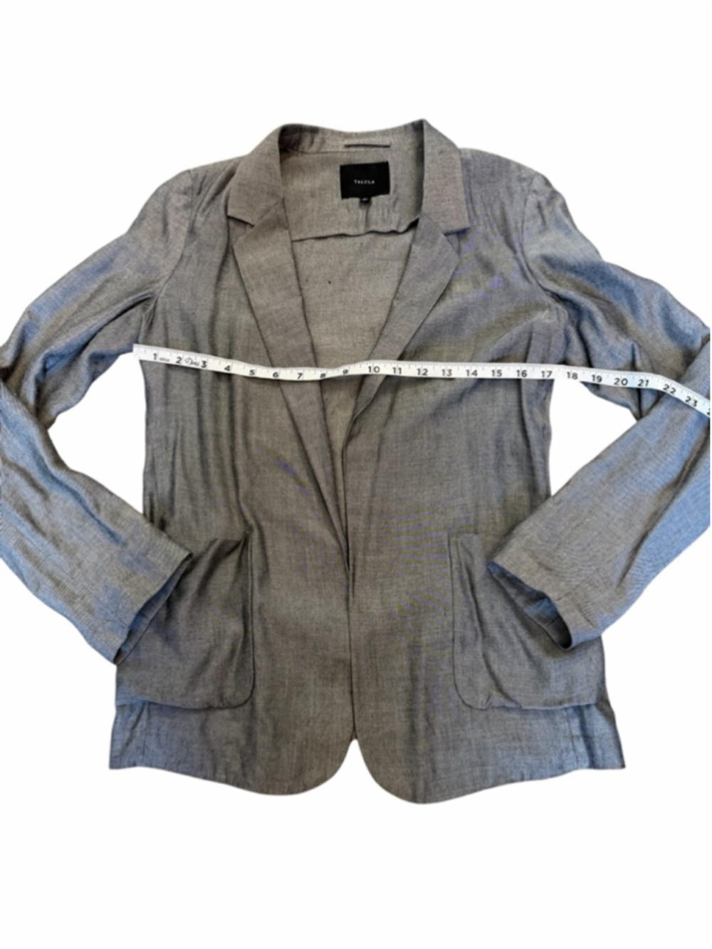 Talula Grey Open Front Blazer Jacket Size 6 Career Office Lightweight Chic - Picture 8 of 11